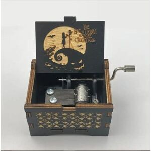 Hand Crank Music Box The Night Before Halloween Laser Engraved Wood Musical Box